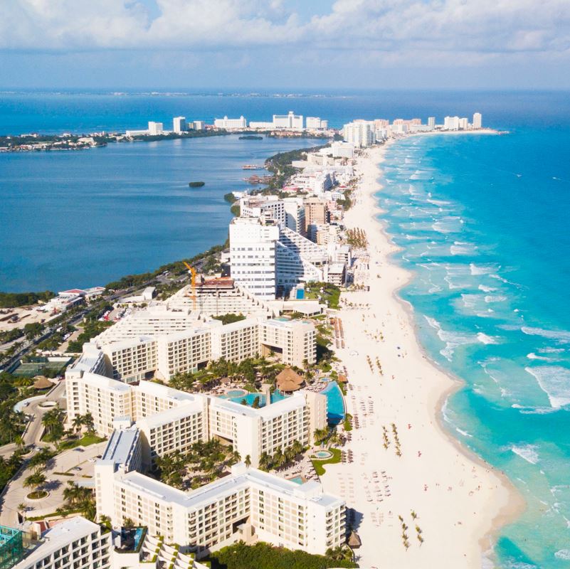 aerial view of cancun hotel zone