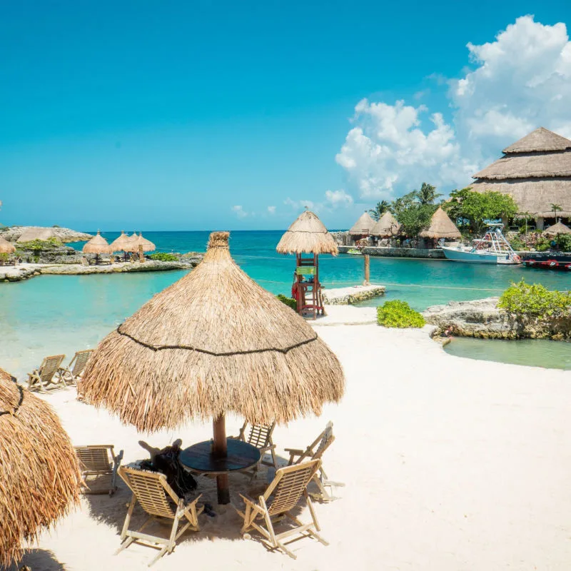 A white sand beach in the Cancun hotel zone 