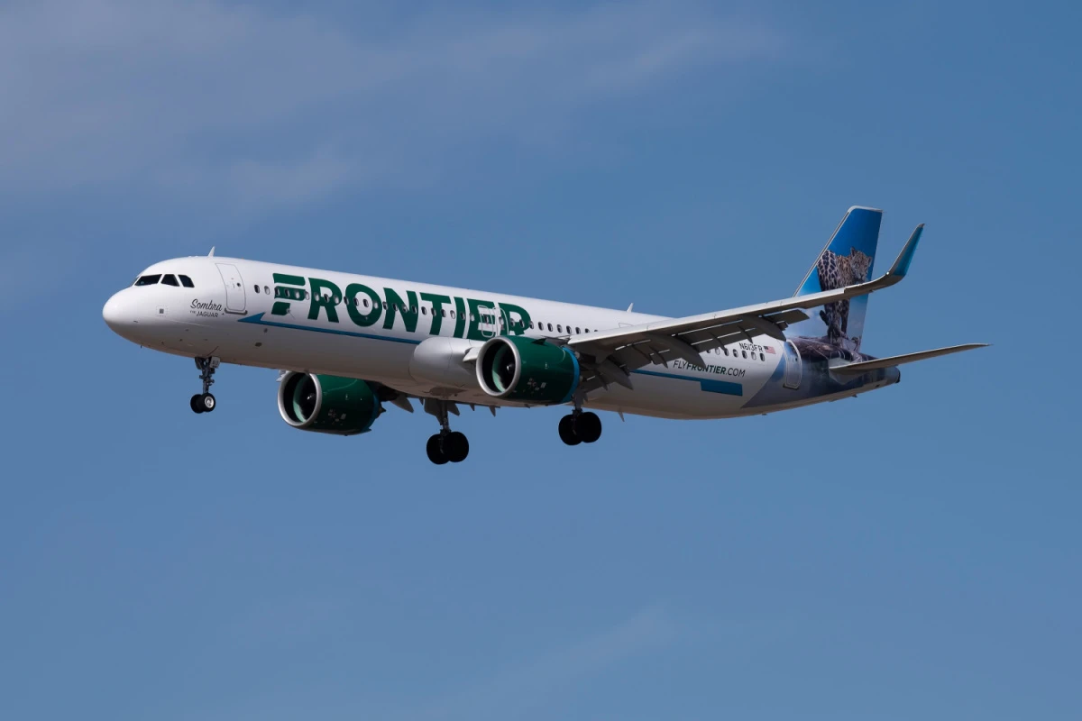 Frontier Airplane in the Air