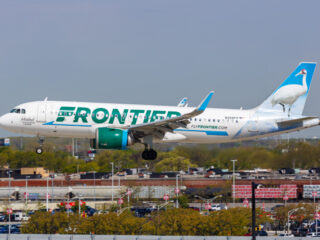 Frontier Plane Taking Off From Chicago's Midway Airport