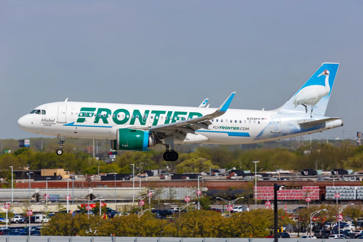 Frontier Plane Taking Off From Chicago's Midway Airport