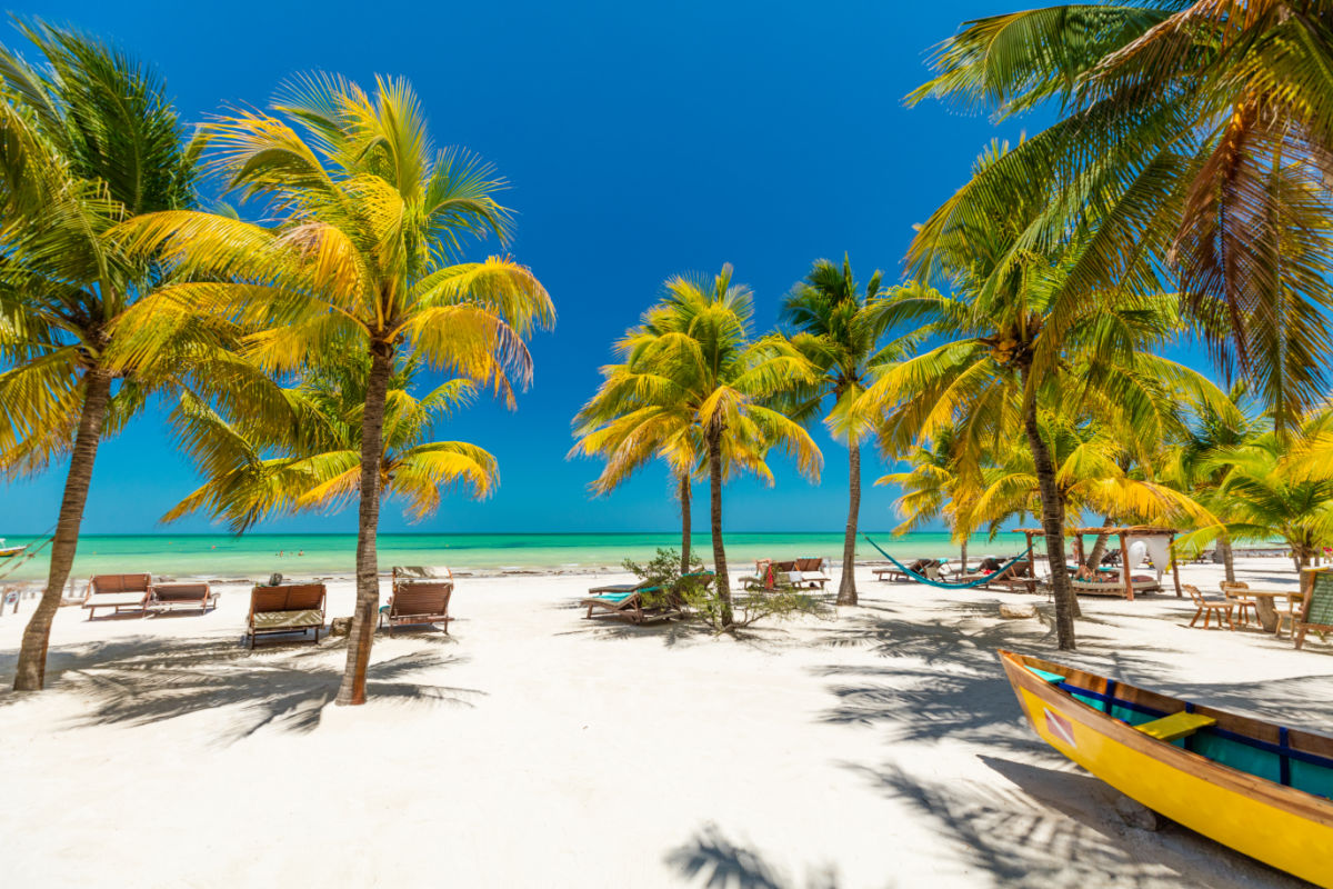 View of a beach in Holbox, Mexico
