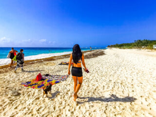 tourists on playa del carmen beach