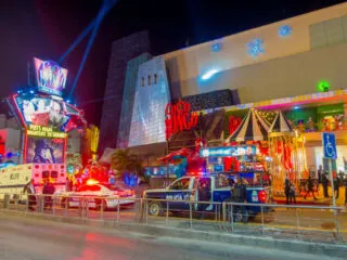 Police Vehicles in Front of Coco Bongo in Cancun, Mexico