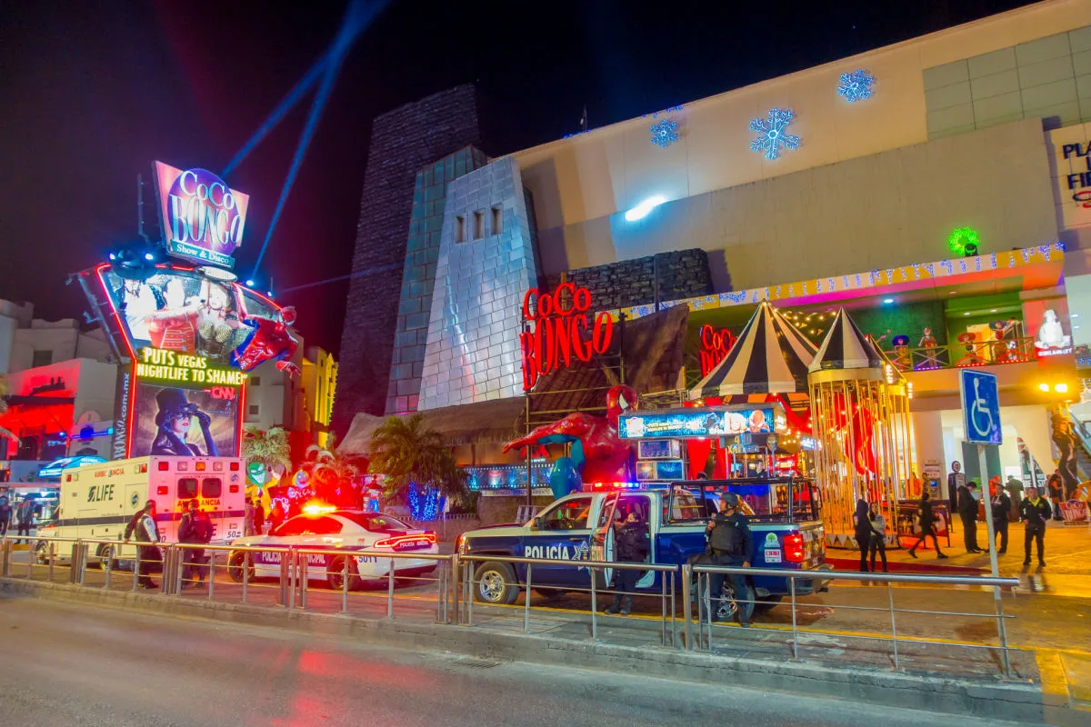 Police Vehicles in Front of Coco Bongo in Cancun, Mexico