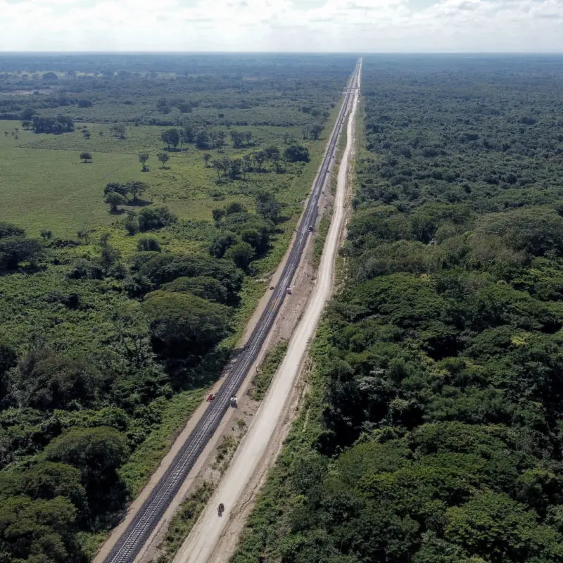 Aerial View of Part of the Maya Train Route in Mexico