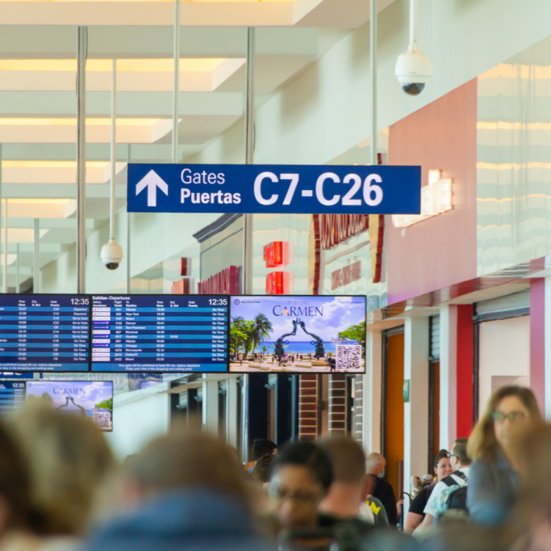 Busy Cancun Airport in December 2022