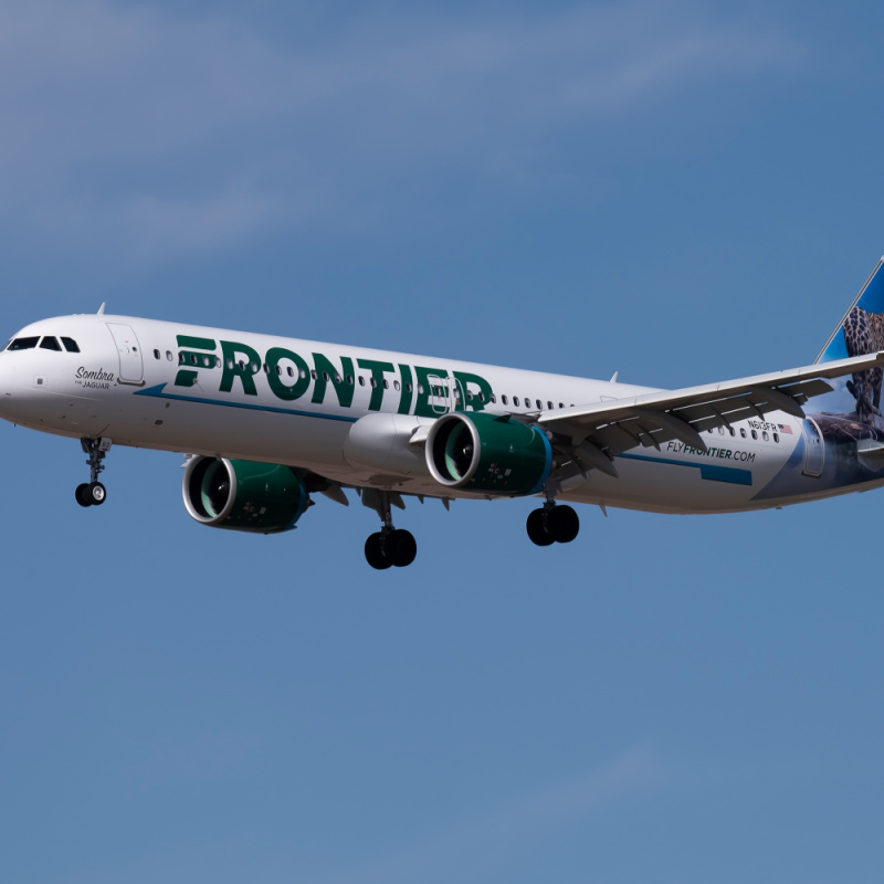 Frontier Airplane in the Air