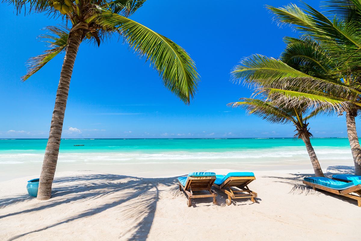 Beautiful Riviera Maya beach on a sunny day