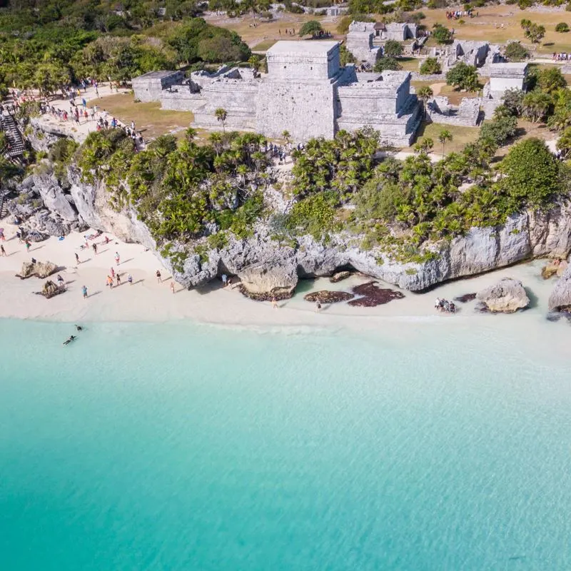 aerial view of Tulum Mayan Ruins 