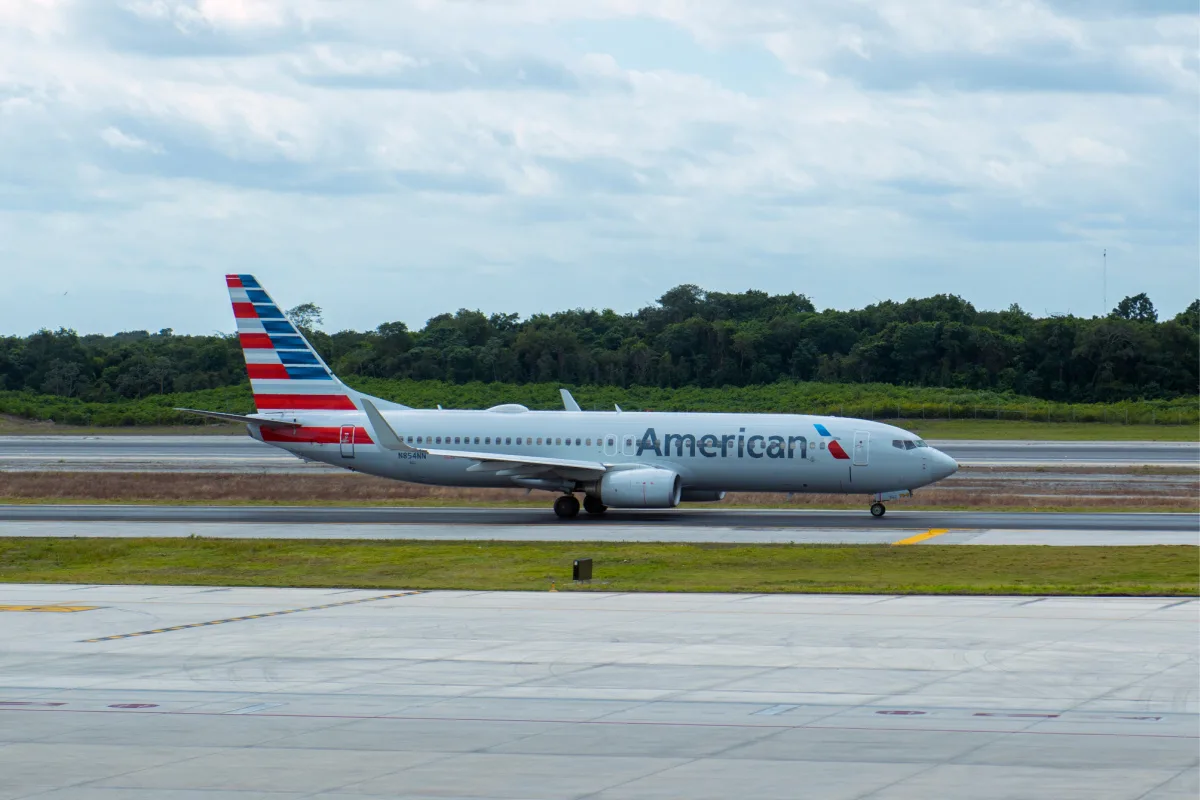 American Airlines plane at Cancun airport