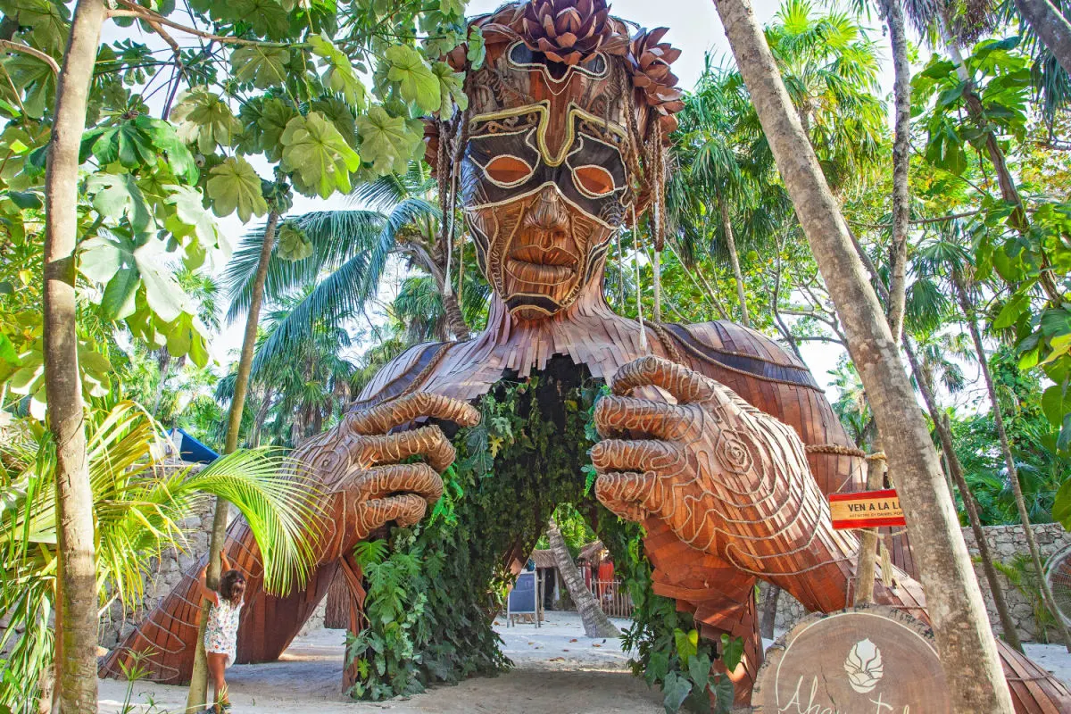 Beautiful Mayan Sculpture in Tulum, Mexico