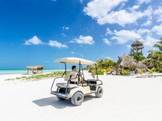Golf cart on Isla Holbox beach