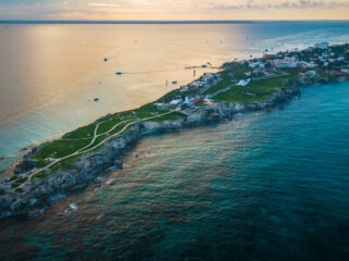aerial drone view of Isla Mujeres