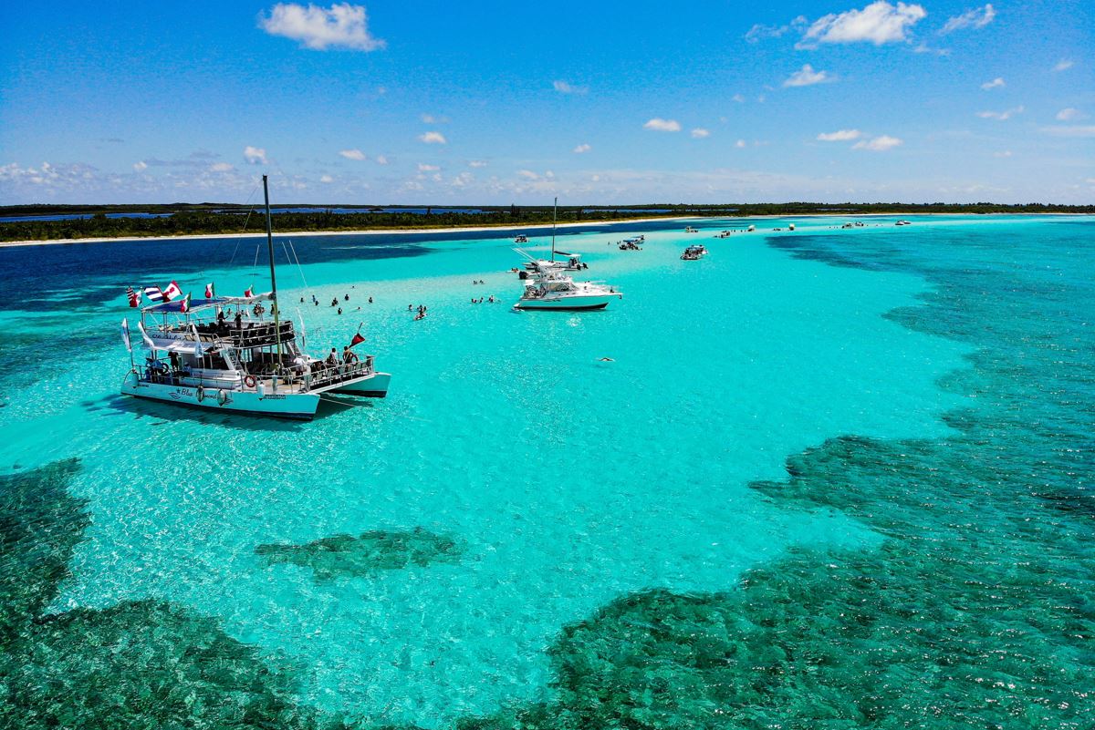 view of boats in the mexican caribbean