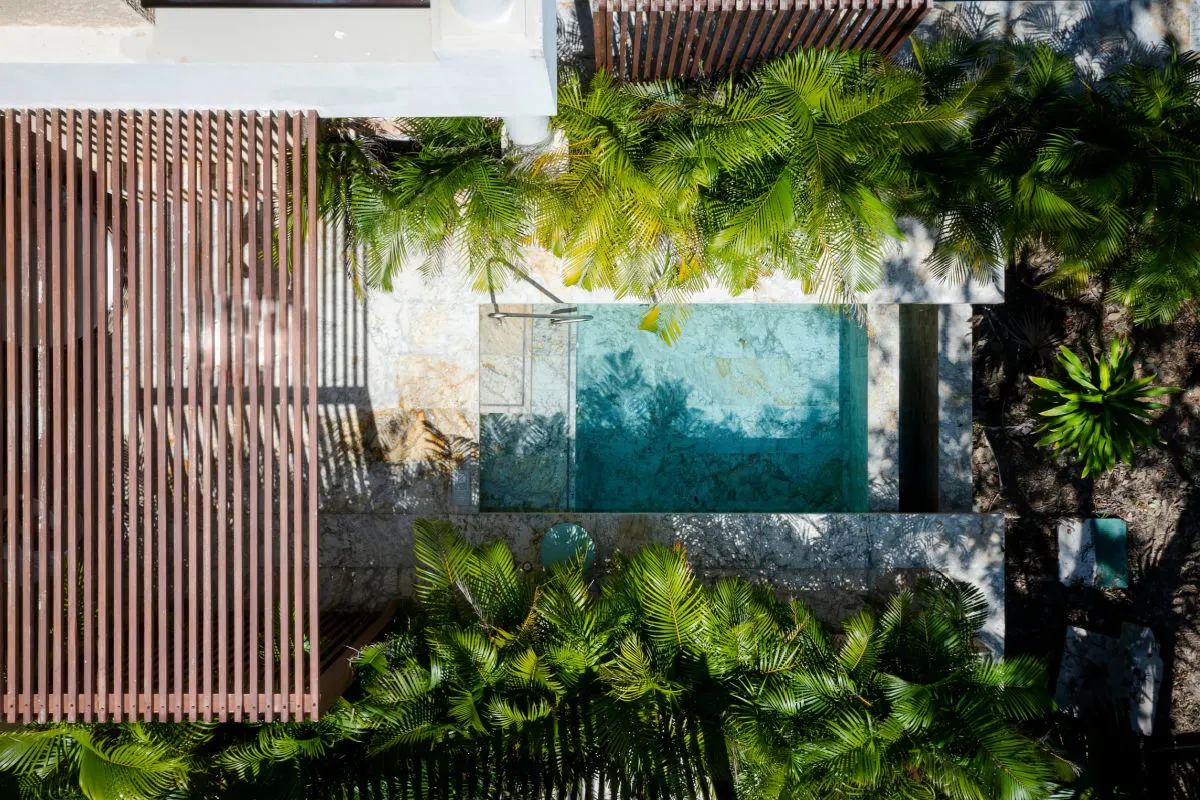 Aerial view of tulum pool