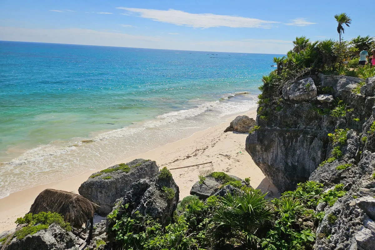 views of the beach at Tulum ruins