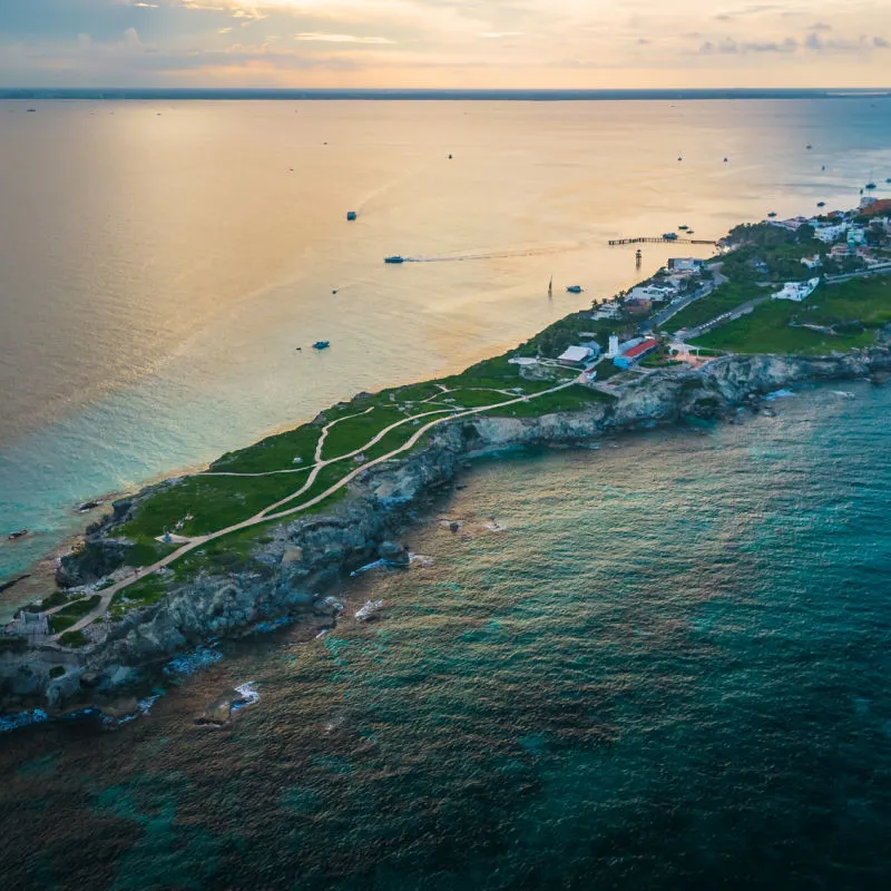 aerial drone view of Isla Mujeres