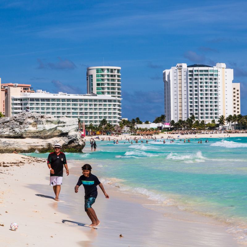 Tourists Enjoying the Cancun Hotel Zone