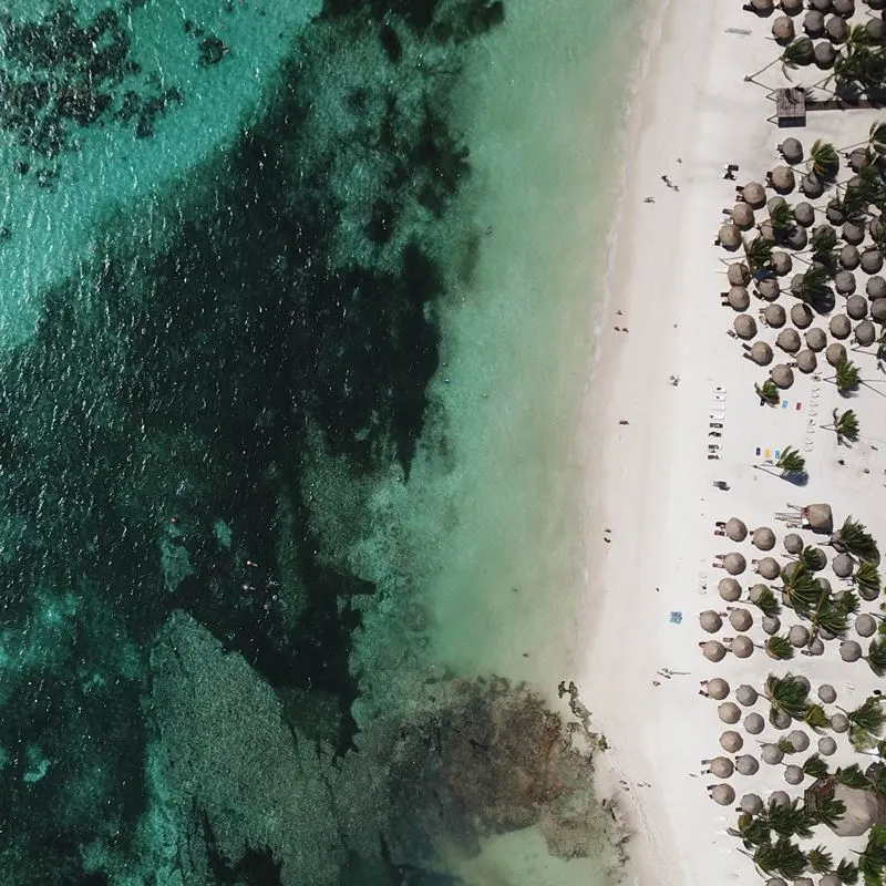 Aerial view of Akumal in the Riviera Maya