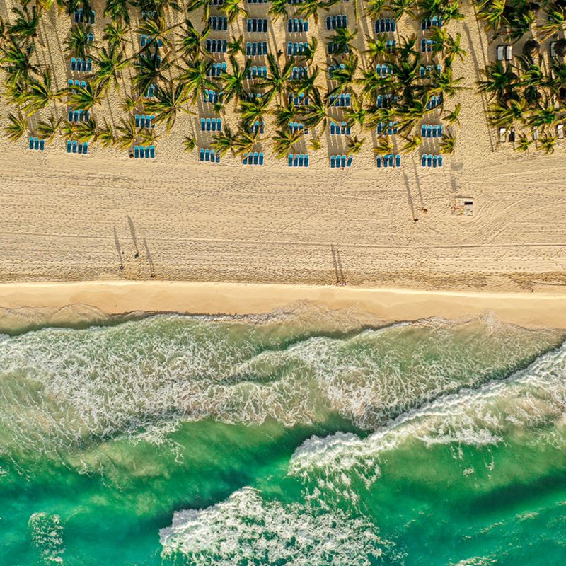 Aerial view of beautiful Playa del Carmen beach