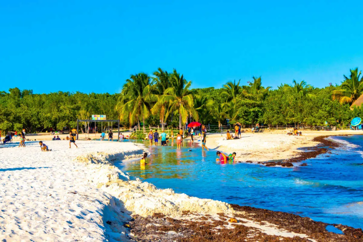 a beautiful white sand beach in playa del carmen