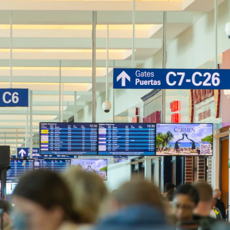 Cancun airport full of passengers