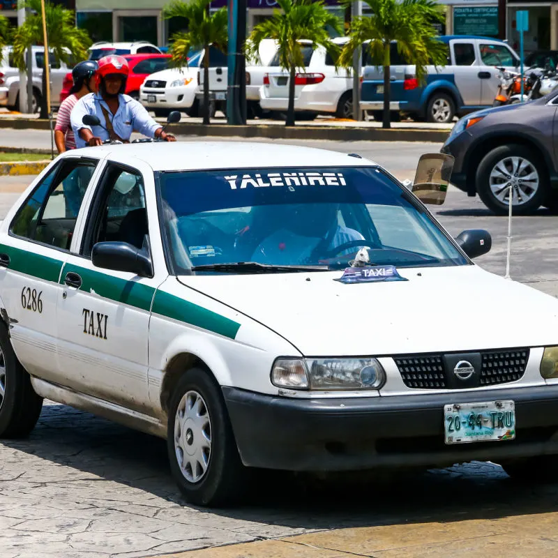 Old Taxi Vehicle on the Streets of Cancun, Mexico