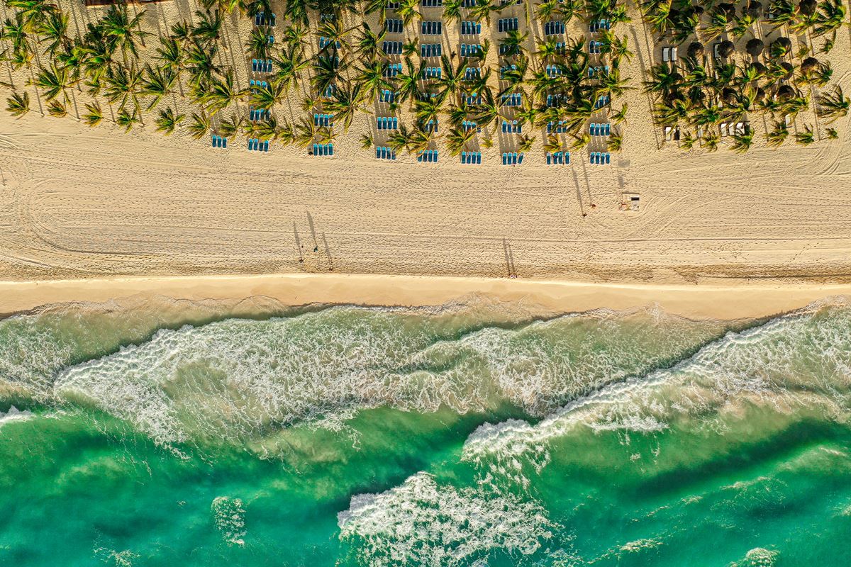 Aerial view of beautiful Playa del Carmen beach