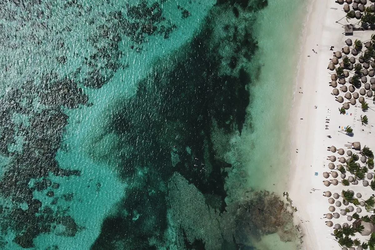 Aerial view of Akumal in the Riviera Maya