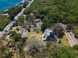 aerial view of El Meco site in Cancun