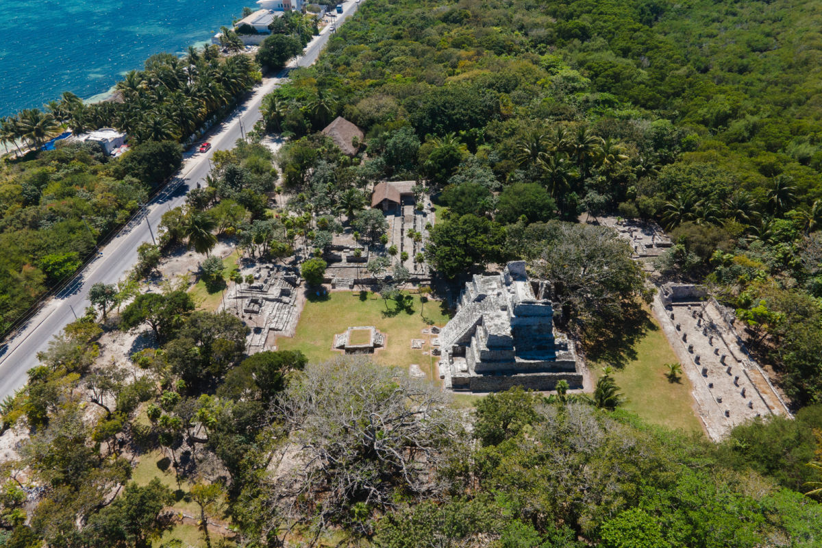 aerial view of El Meco site in Cancun