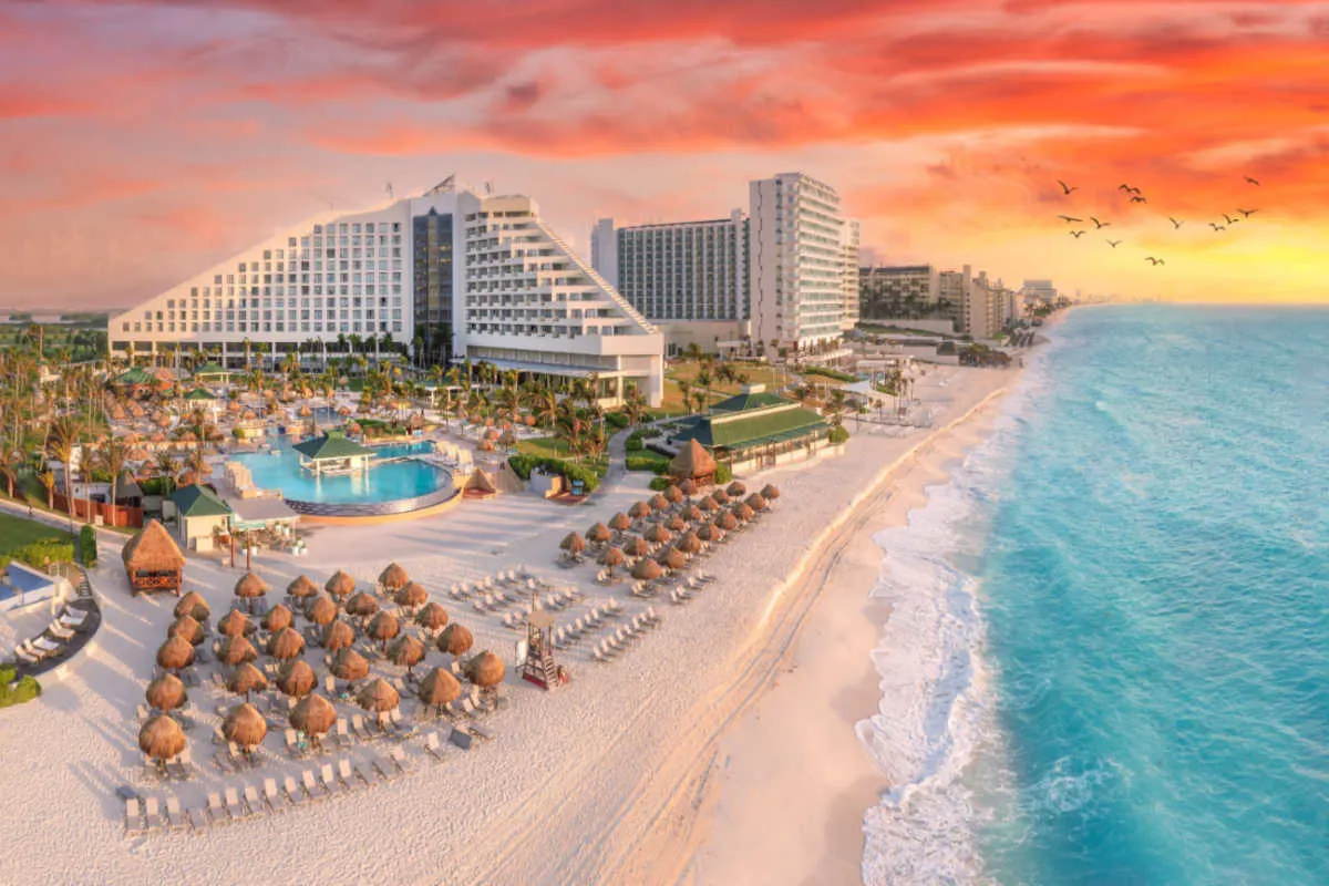 night view of cancun's resort zone