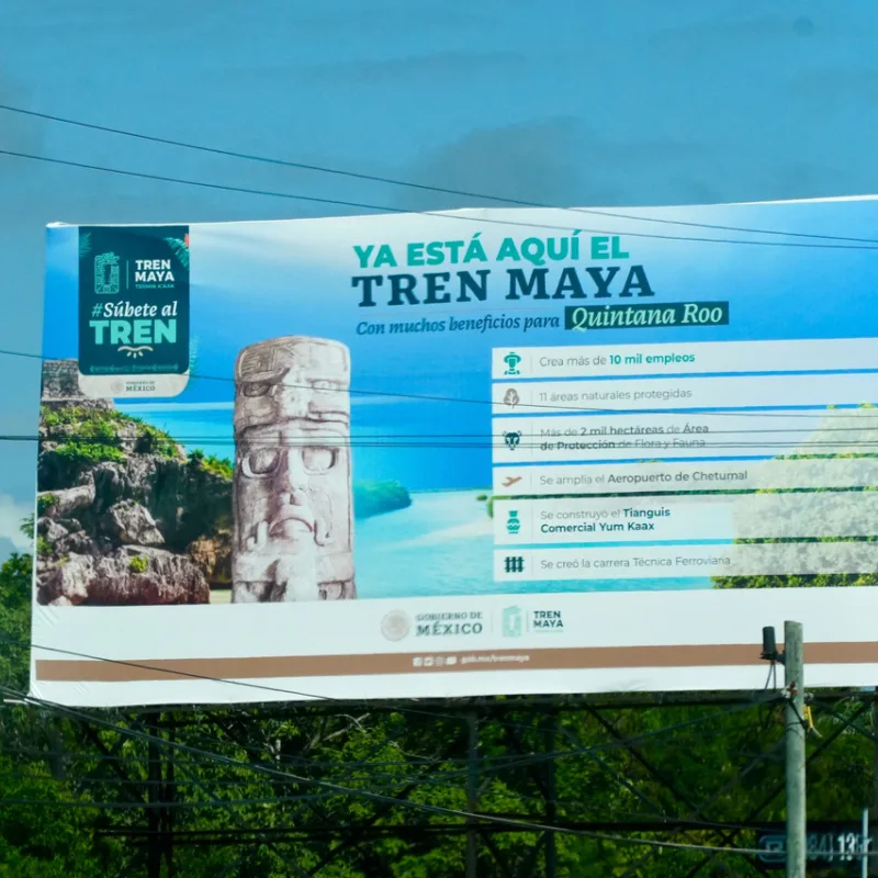 Tren Maya information sign for passengers