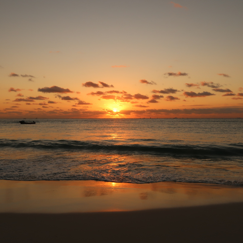 sunset on playa del carmen beach