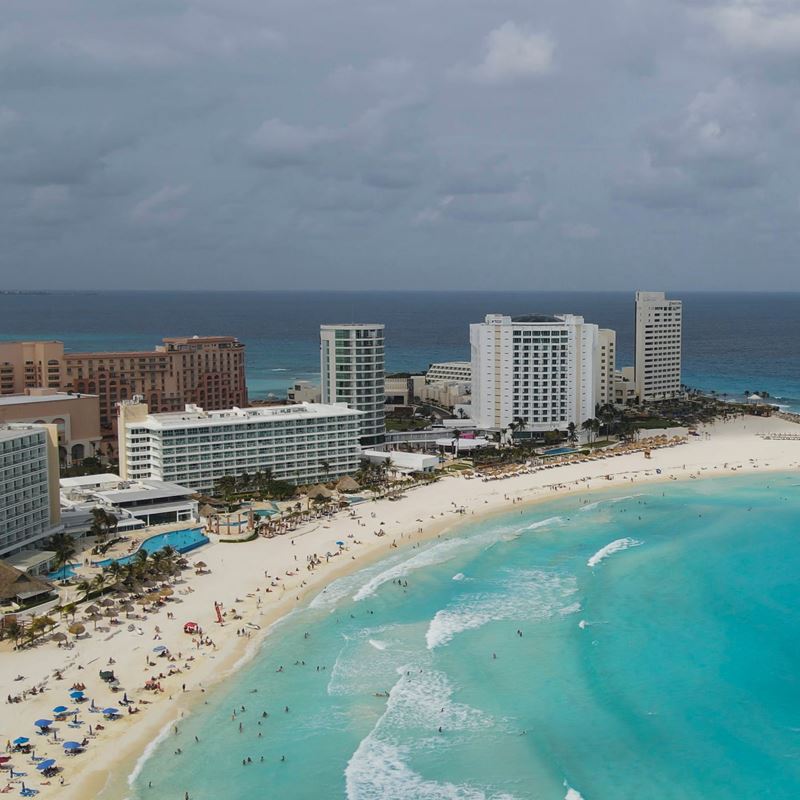Aerial view of Cancun hotel zone