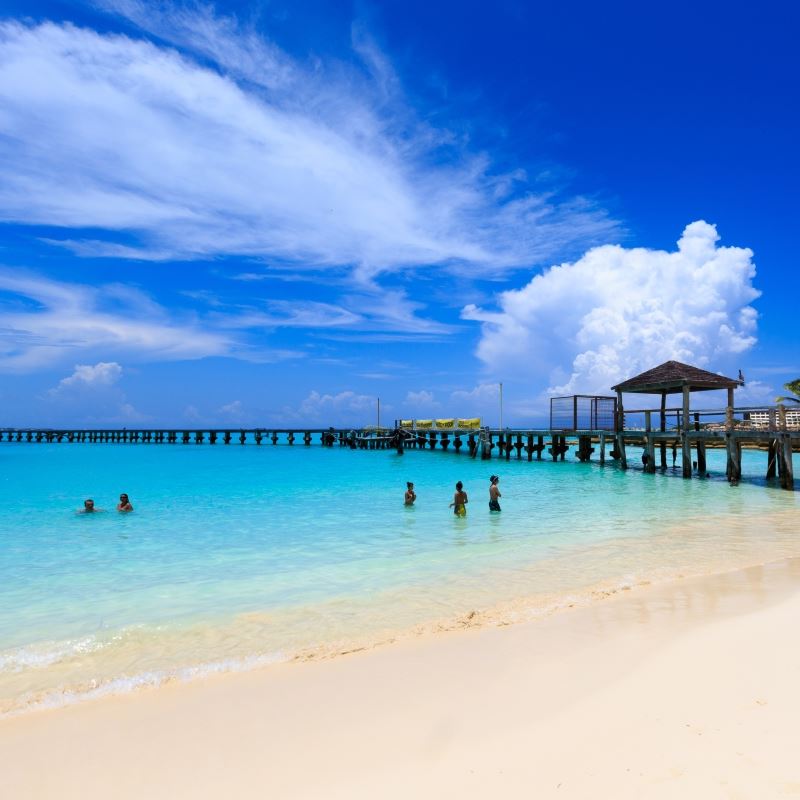 Cancun Blue Ocean Beach in a beautiful sunny day