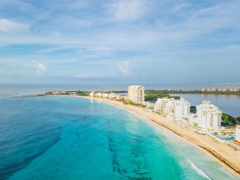 Aerial View of Part of the Cancun Hotel Zone