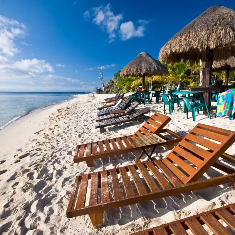 Cozumel Beach with chairs 