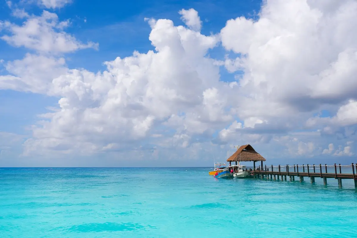 A small jetty on a cozumel beach