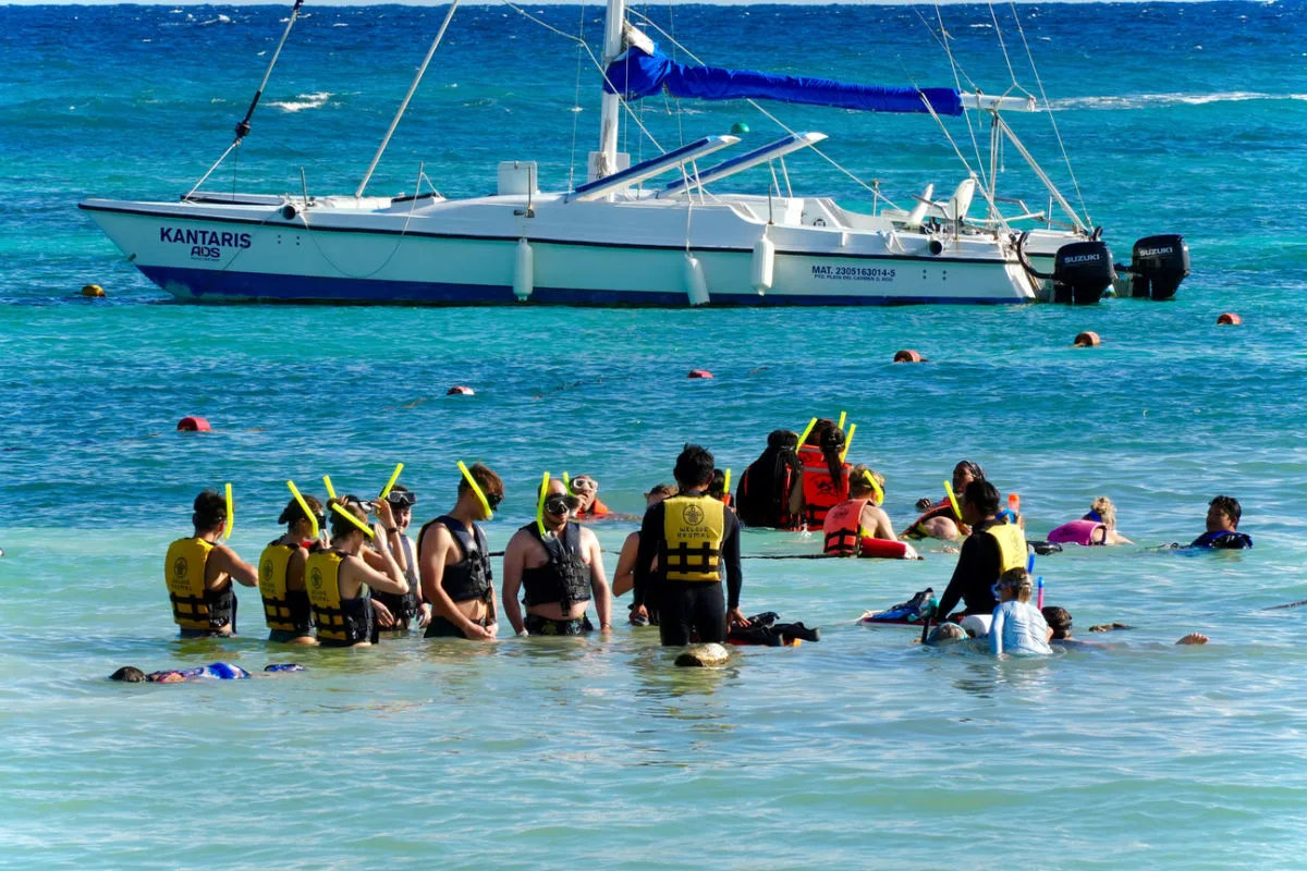 akumal tourists sea turtle swimming tour