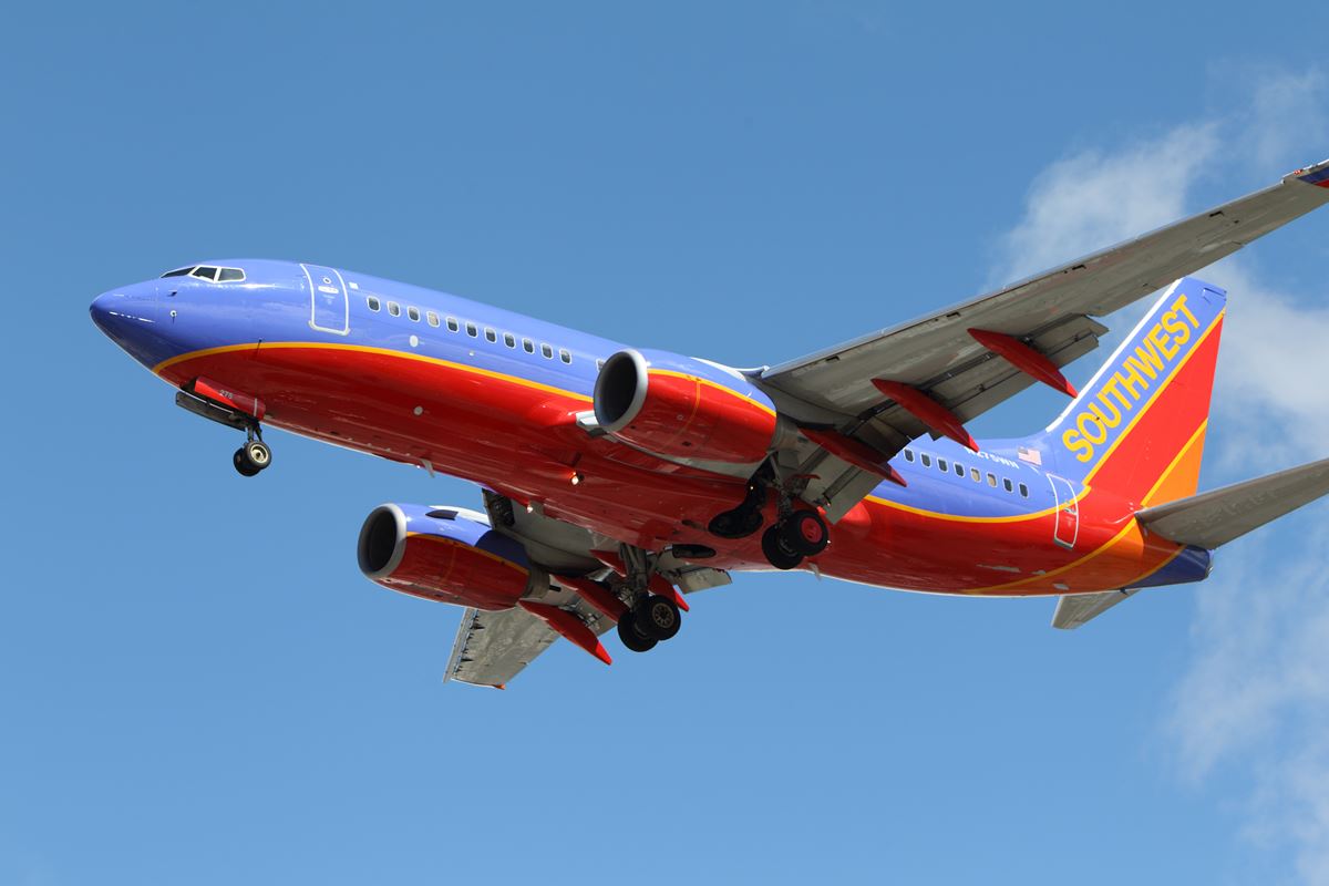 Southwest Airlines planes flying on a clear day