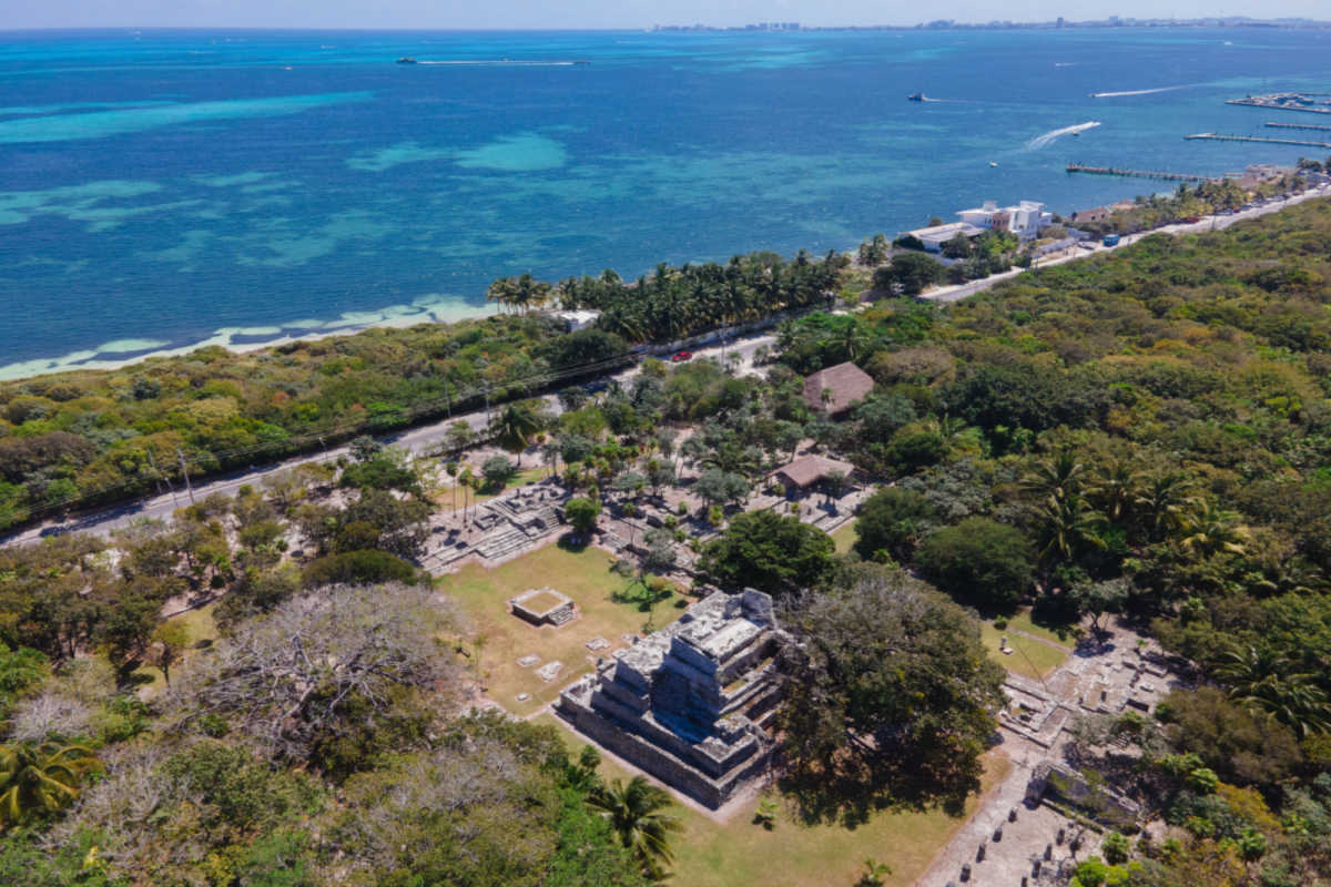 Aerial view of the popular EL Meco site in Cancun 