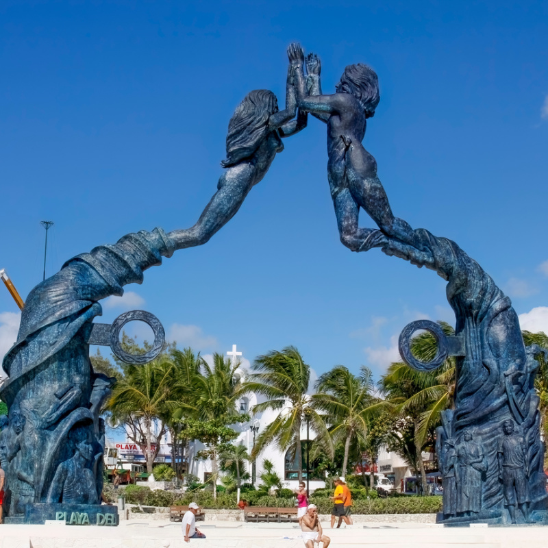 famous statue on playa del carmen beach