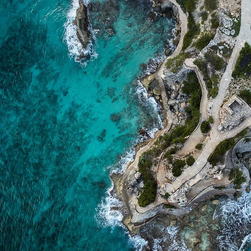 Aerial view of Punta Sur park in Isla Mujeres