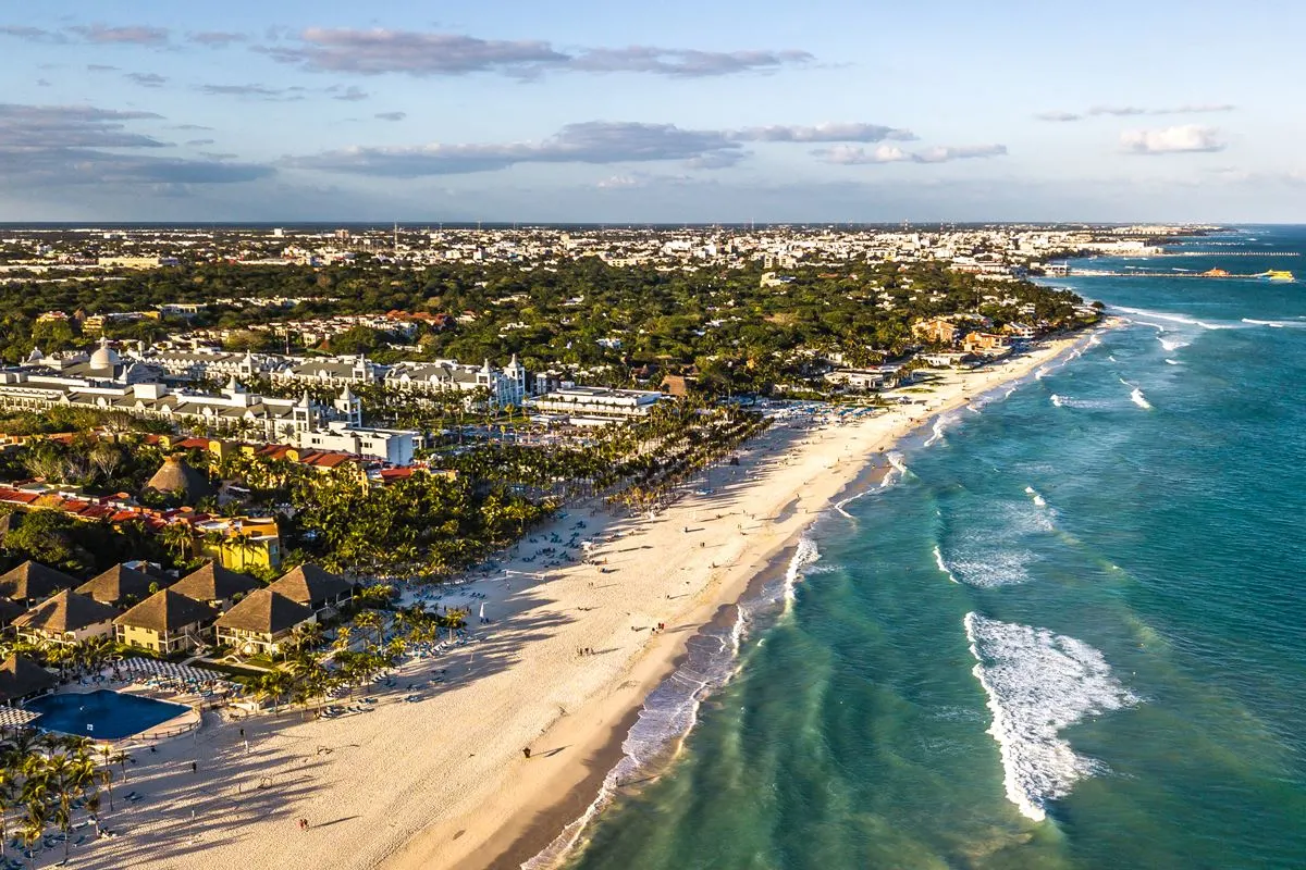 Aerial view of a beautiful beach in Playa del Carmen