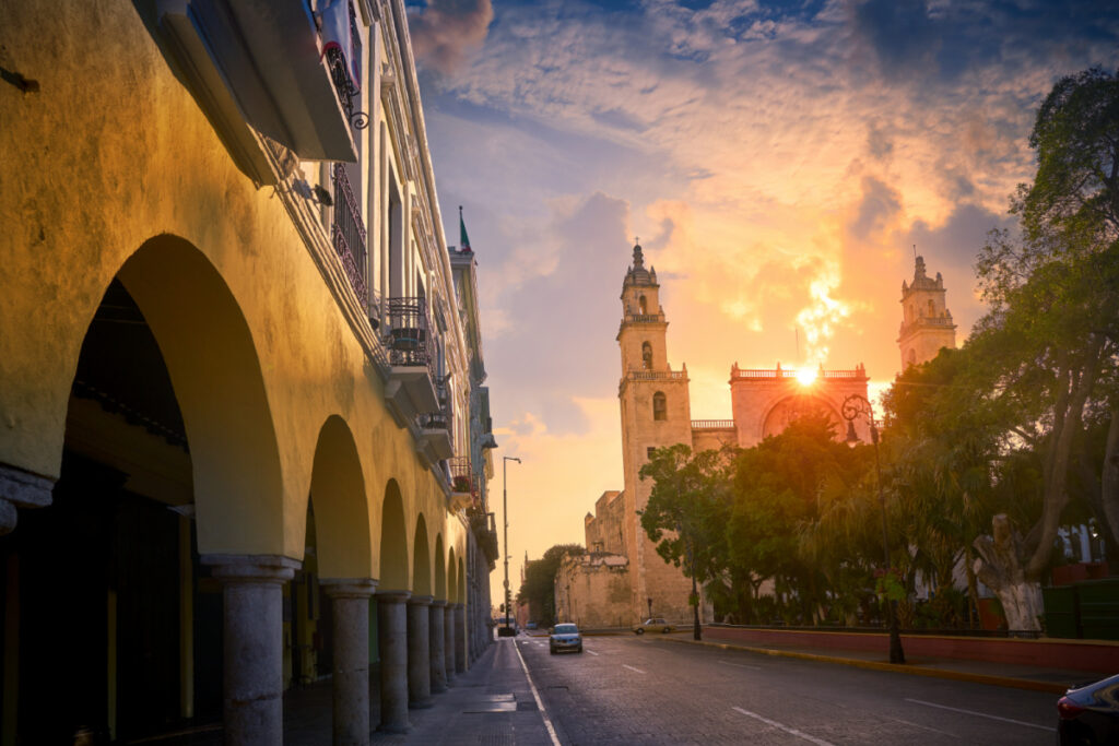 Charming Historic Street in Merida, Mexico
