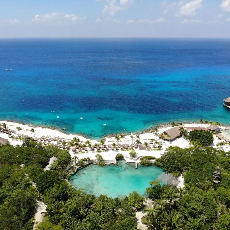 aerial view of a large park in cozumel 