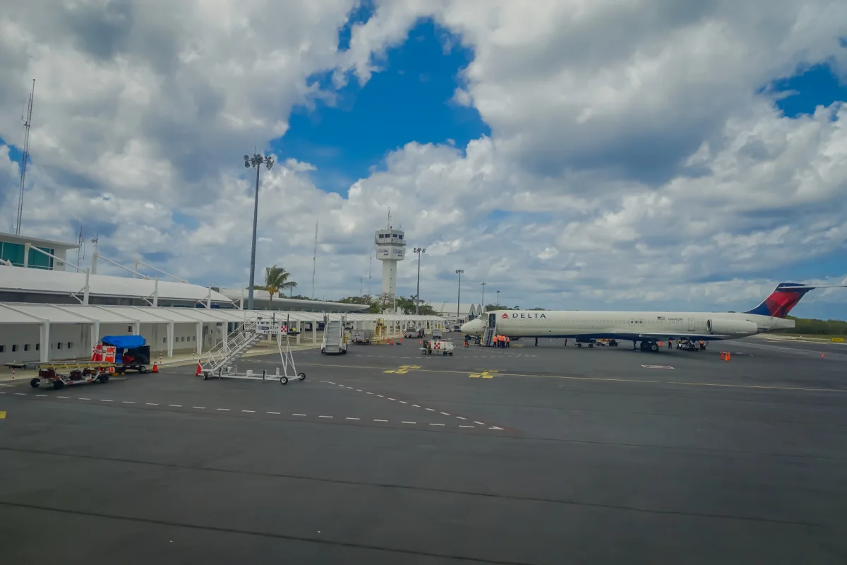 Delta Plane at Cozumel Airport