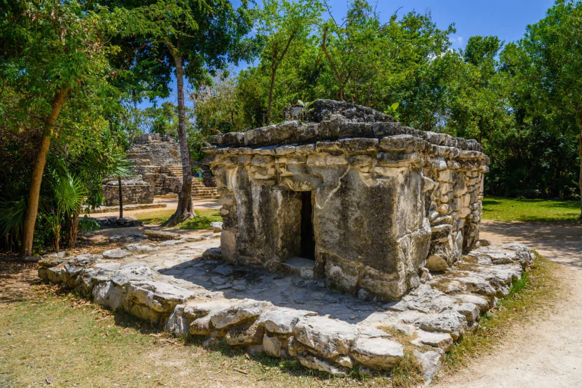 the xelha ruins in playa del carmen with trees